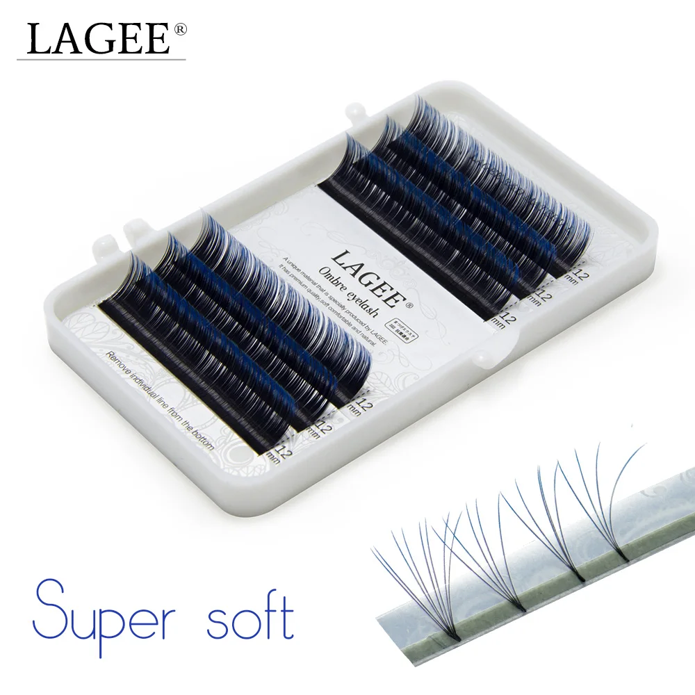 

LAGEE Premium Individual Ombre Color Blue Eyelashes Extension faux Mink False Lashes Extension Natural soft Cilia Makeup cilios