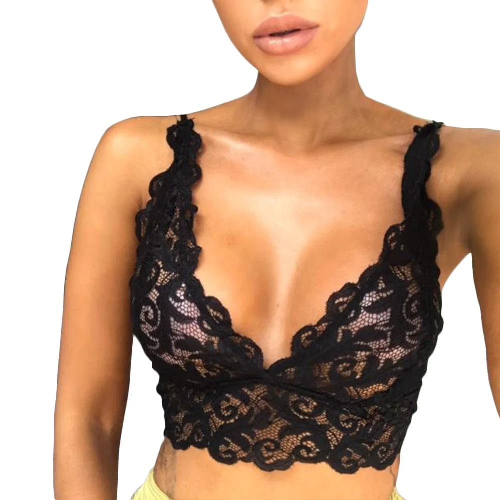 

Sexy Women's Lace Flowers Push Up Bras Solid Black Red Plus Size Backless Wireless Lingerie Bralette Bralet Soutien Gorge Femme