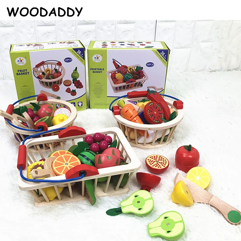

WOODADDY Baby Toys Strawberry Simulation Fruit Vegetable Cut Set Wooden Toys For Kids Children Kitchen Food Educational Gift