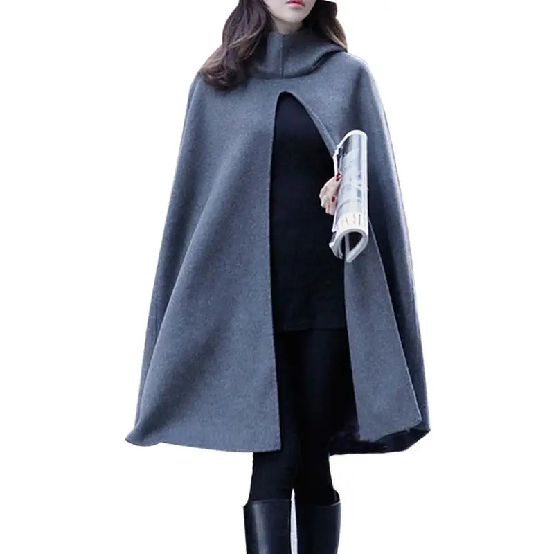 New Women Hooded Cloak Windbreaker Overcoat Long Poncho Cape Coat 2018 ...