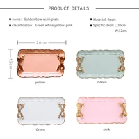 Promotion! European Style Pink Bow Cake Storage Trays Makeup Organizer Dessert Plate Square Decor Tray Kitchen Storage Trays 2