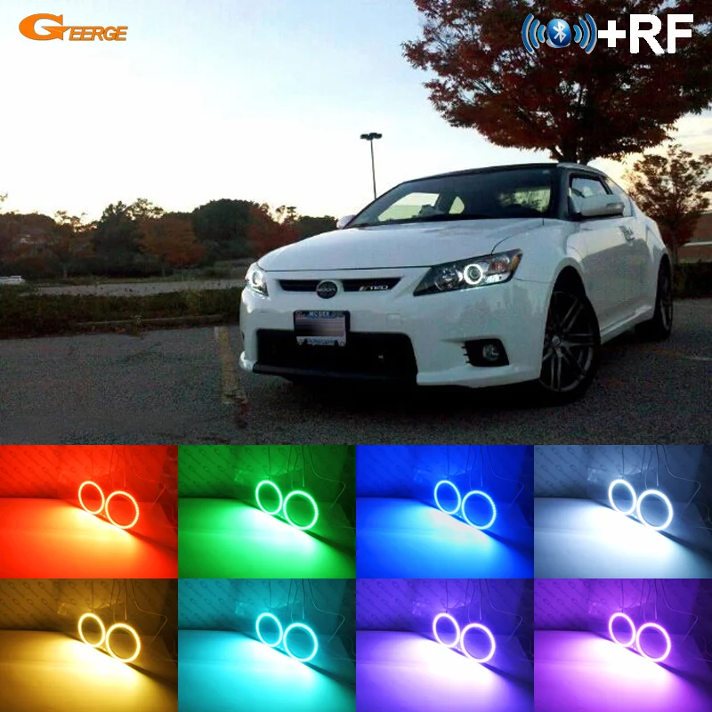 Для scion tc 2011 2012 2013 отличный RF Bluetooth контроллер многоцветный ультра яркий RGB светодиодный ангельские глазки Halo Ring kit