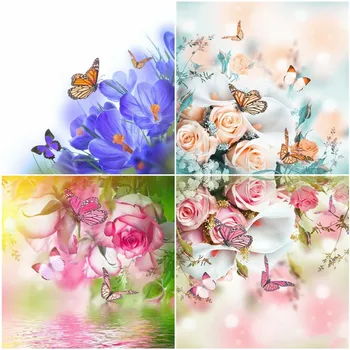 

EverShine Diamond Embroidery Flowers Picture Of Rhinestones 5D Diamond Painting Full Square Cross Stitch Butterfly Home Decor