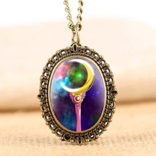 Знаменитая волшебная палочка Сейлор Мун Подвеска кварцевые карманные часы японское аниме ожерелье цепь Косплей Подарки для женщин девочек как коллекционные вещи