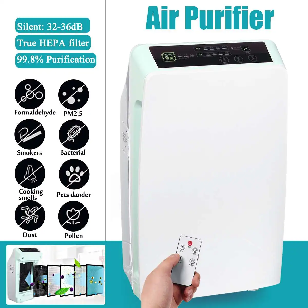 

220V Office Home Air Ozonizer Purifying Breath Freshener Negative Ion Remove PM2.5 Formaldehyde Smoke Dust Mold Air Purifier