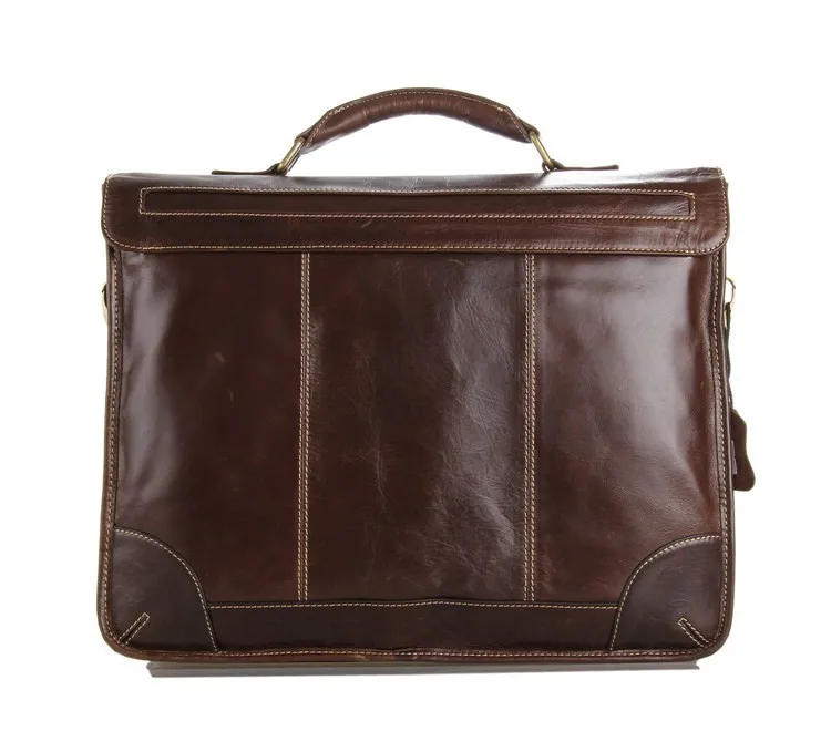 J.M.D Новый Классический Винтаж кожа для мужчин's шоколадный чемодан ноутбука сумка-мессенджер, сумка Лидер продаж # Jmd Кожаные сумки 7091C