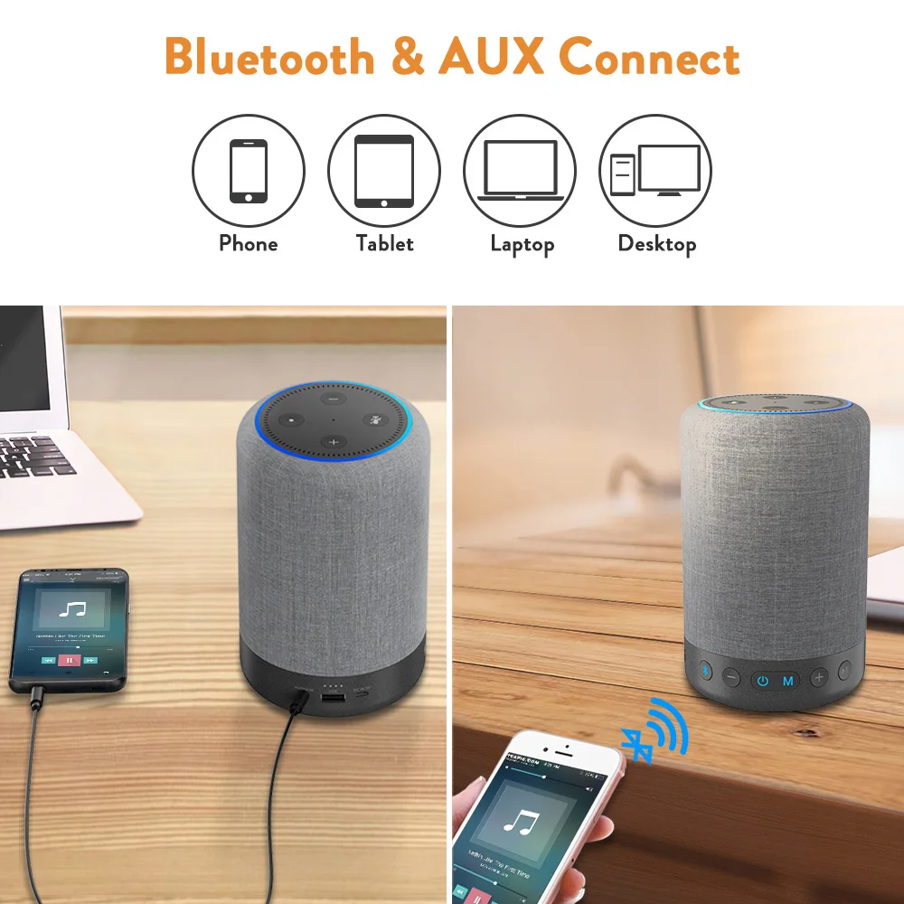 1Mii A03 Портативный Беспроводной Bluetooth Динамик для Amazon Echo Dot 2nd Generation для Alexa Динамик с 8000 мА/ч, Батарея(не в горошек