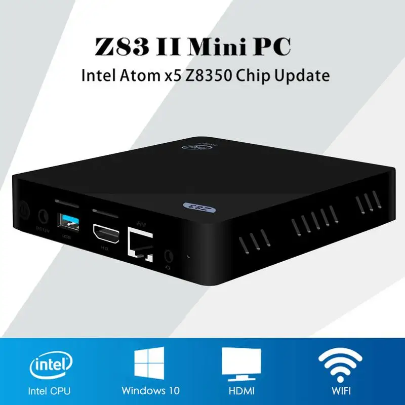 

Mini PC Intel Atom X5-Z8350 Quad Core Windows 10 64Bit Bluetooth 4.0 HDMI 2.4G 5.8G WiFi TV Box Media Palyer X86 LAN