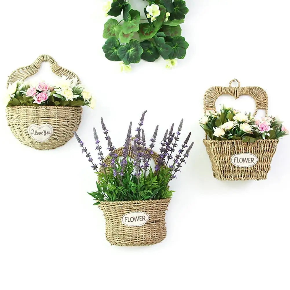 

Handmade Flower Pot Willow Woven Wall Hanging Flower Basket Clutter Storage Basket For Garden Wall Indoor Outdoor Decoration