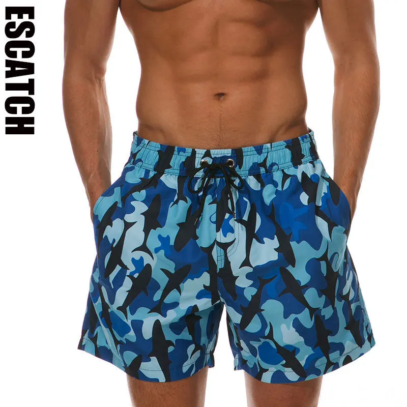 ESCATCH Fashion Swimwear Men Swimsuits Beach Surfing Brief Camouflage