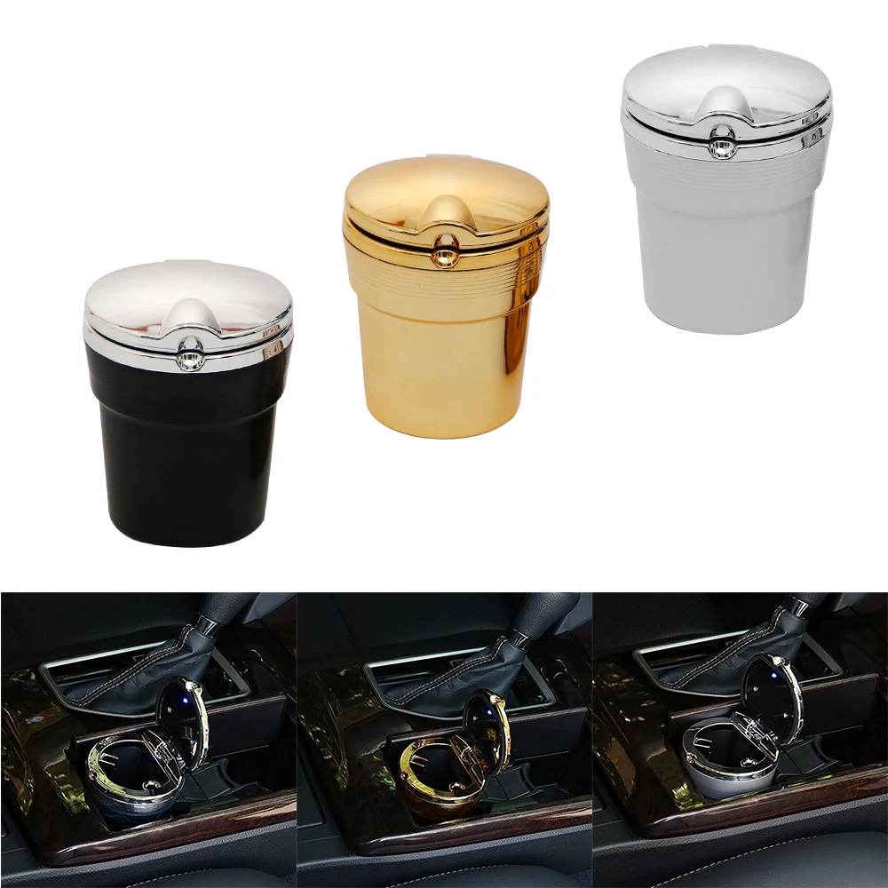 

Vingtank Car Ashtray Cigarette Smoke Travel Ash Cylinder Car Smoke Cup Holder Storage with LED Light with Lids