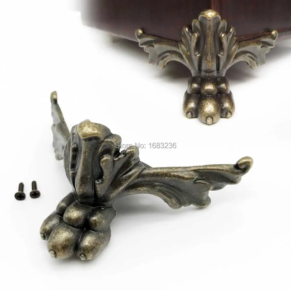 

4pcs Heavy Duty Large Tiger Foot Vintage Jewelry Chest Gift Wine Wooden Box Case Decor Feet Leg Corner Protector Bracket 85x43mm