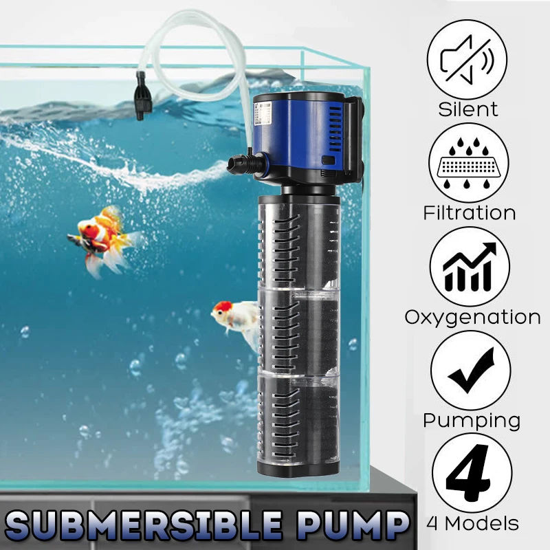 

500/1000/1500/2500L/H 5-35W Ultra-Quiet Submersible Water Pump Oxygen Filter Fish Pond Fountain Aquarium Tank High-lift 220V