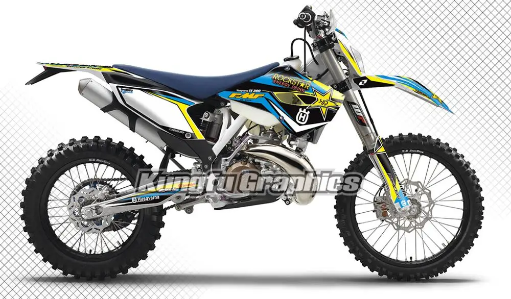 KUNGFU GRAPHICS Waterproof Stickers Motorcycle Decals Kit Blue Fit Husqvarna TE FE TC FC 125 250 300 350 450 501 2014 2015 2016 |