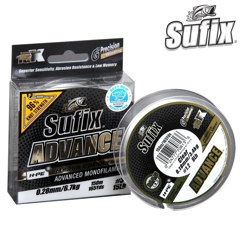 

Sufix Advance H-pe Hyper Copolymer Nylon Fishing Line 150m Low Stretck Transparent Monofilament Line Suit Long Casting