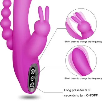 G-Spot Rabbit Vibrator 3 In 1 Vibrating Dildo Sex Toys for women 10 Speeds Clitoris Stimulator Female Masturbator Adults Toys 6