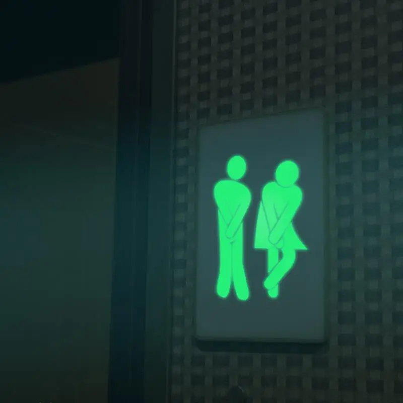 

Luminous PVC WC Toilet Sticker for Bathroom Waterproof Post Pictures WC Wall DIY Indicator Label Removable Door Sign