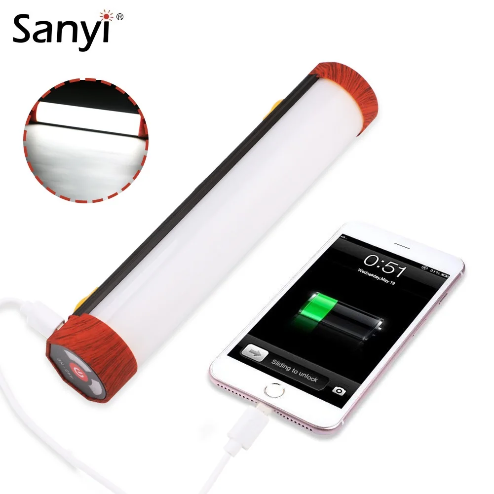 

Sanyi LED Portable Lantern 5 Modes White+Red Light Magnetic Tent Lamp USB Rechargeable Flashlight Fishing Lamp Mobile Power Bank
