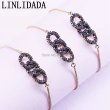 6 шт. 3-Circle shape Rainbow CZ цирконий браслеты для женщин. Микро проложить элегантный браслет с фианитами ювелирные изделия