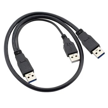 

10pcs/lot Dual USB 3.0 A Male to USB 3.0 Male Data Cable With Extra USB Power for Mobile Hard Disk