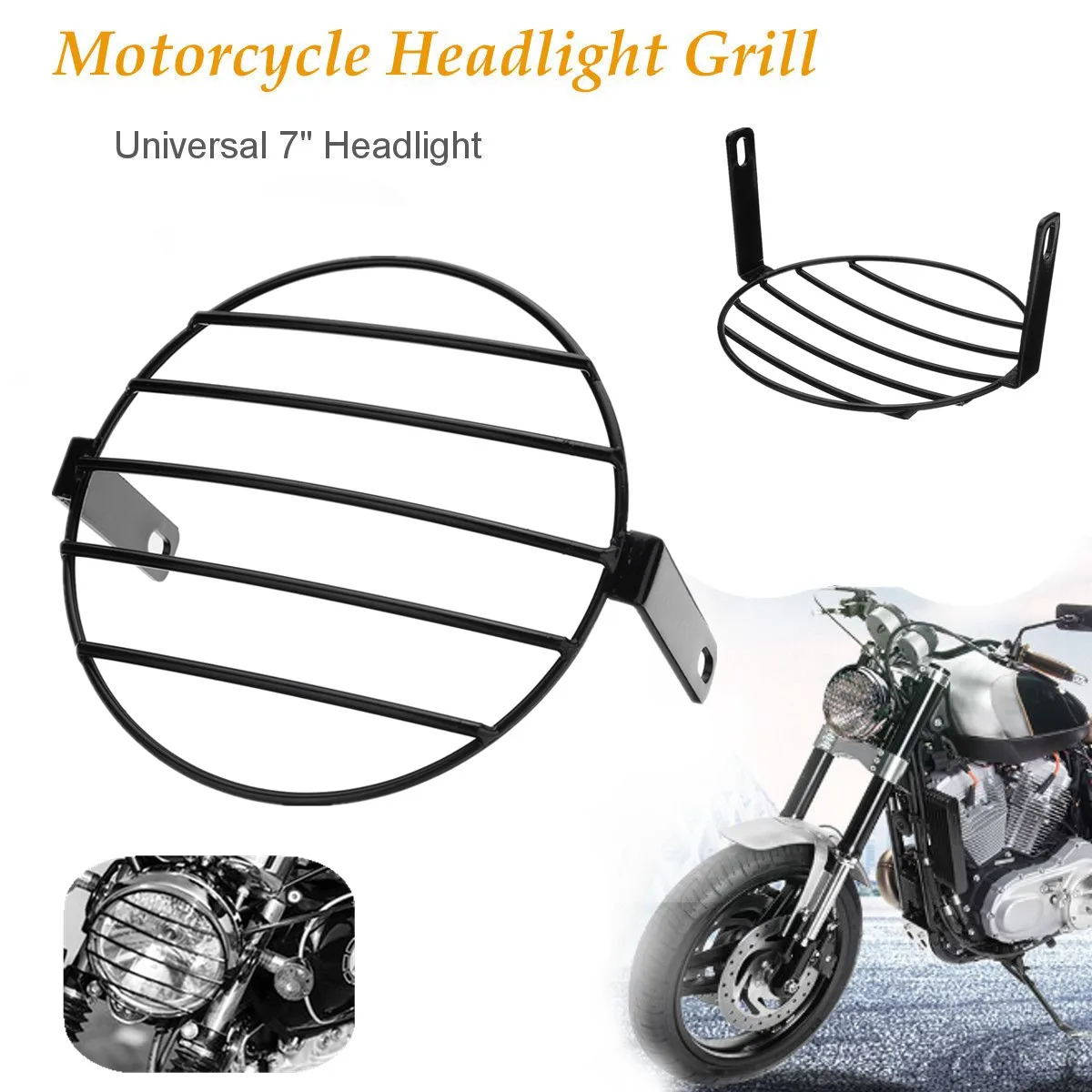 

7" Motorcycle Retro Vintage Headlight Metal Mesh Grill Protector Guard Cover