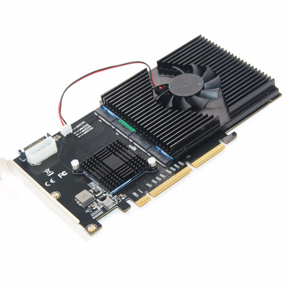 

215*125mm PCI-E Adapter Card LM313 PCI-E 8X/16X TO 4P M.2 (PCIe protocol) NVME Riser Card for 2242 2260 2280 22110 SSD Adapter