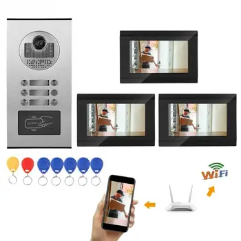 

7inches Wifi Video Intercom Doorbell Door Phone RFID Camera 3 Apartment doorbell camera home security Camera