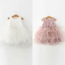 Нарядное платье принцессы для маленьких девочек, кружевное платье-пачка без рукавов с оборками вечерние нарядное платье для свадьбы, торжественные кружевные платья