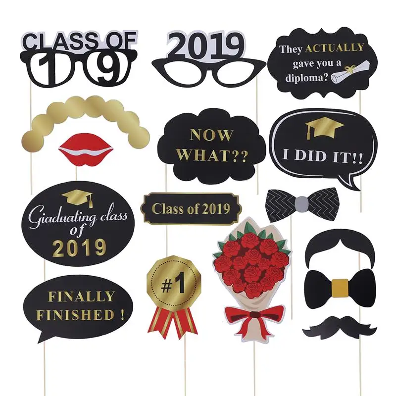 

17Pcs/Set 2019 Graduation Party Props Paper Photo Frame Booth Props Party Decoration Creative Paper Photo Frame Props