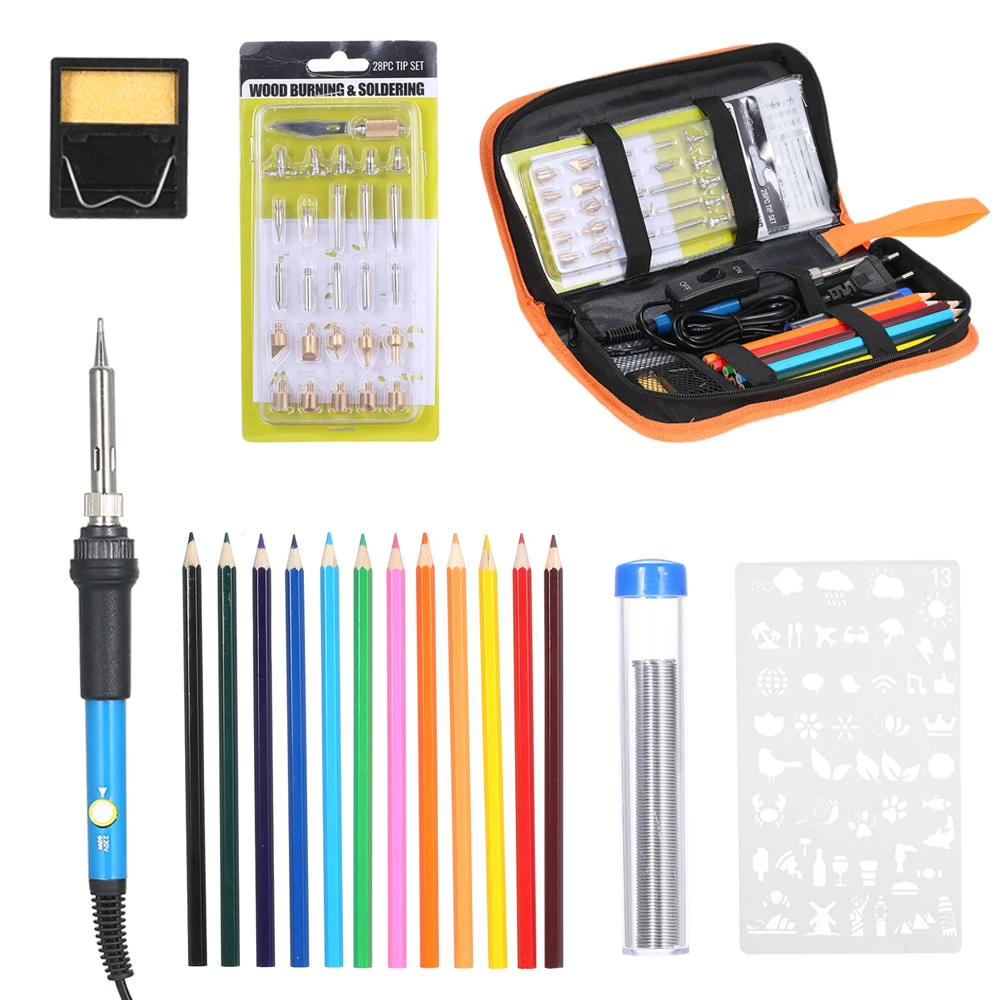 

60W Professional Electric Soldering Iron Adjustable Temperature Solder Iron Kit Rework Station Repair Tools with Pencil Stencil