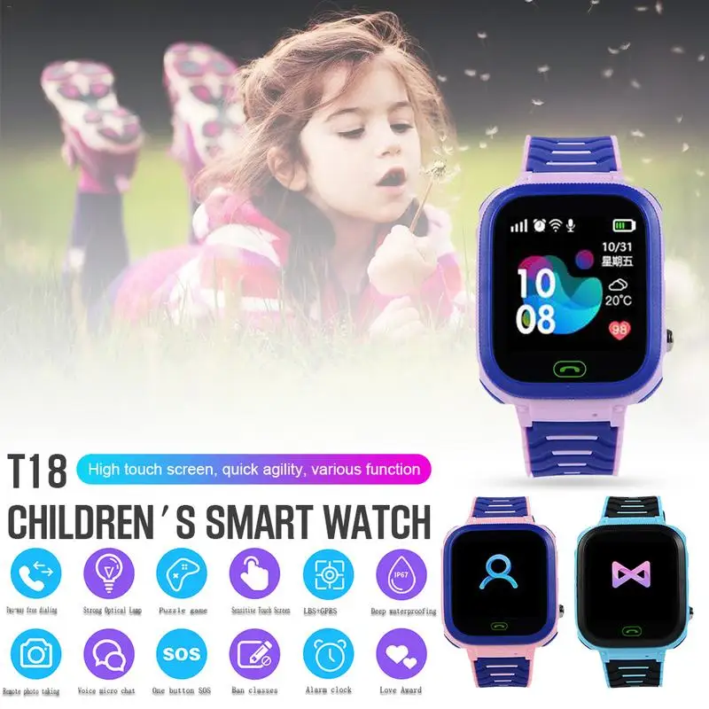 

Children's Smart Waterproof Watch Camera Positioning Anti-lost Call Wristband Silicone Strap Pink Purple Blue Children's Sport