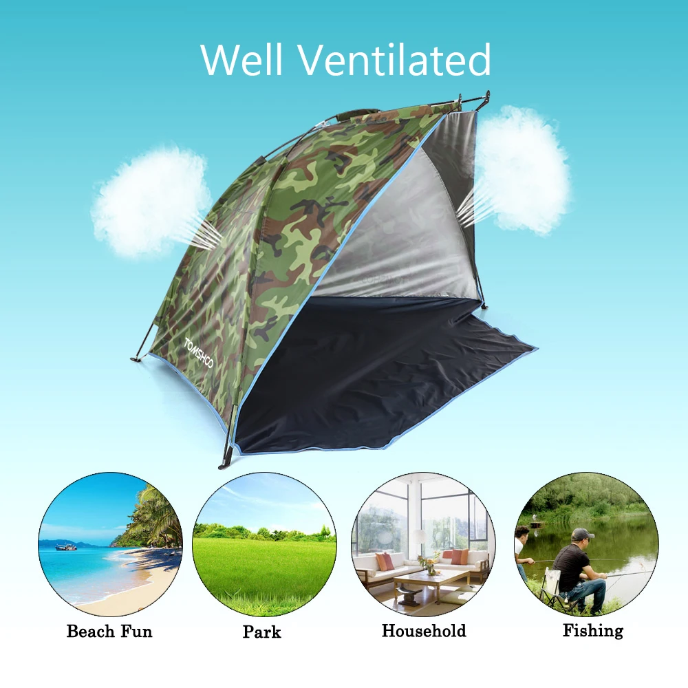 TOMSHOO Outdoor tents Sports Sunshade Tent for Fishing Picnic Beach Park Camping Hiking Lightweight with carry bag storage tools