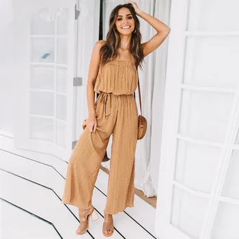 

Sexy Off Shoulder Long Jumpsuit Romper Women Sashes Jumpsuit Playsuit Rompers Summer Solid Leopard Print Overalls 2019Explosion
