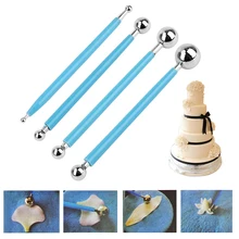 4 шт. Sugarcarft формовочный шар палочки Полимерная глина инструменты помадка комплект для украшения торта кухонные аксессуары из нержавеющей стали
