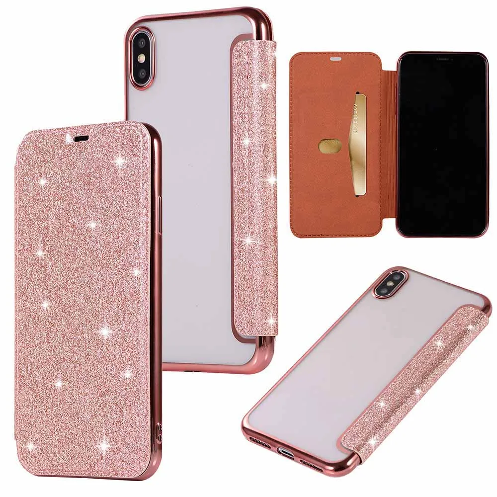 Чехол книжка KISSCASE для iPhone X XR XS MAX 8 7 6 6S Plus 5 5S мягкий чехол роскошный блестящий