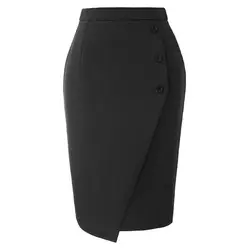 Винтаж юбка в стиле "Ретро" Высокая Талия Для женщин Кнопка оформлен Повседневное юбка-карандаш на шнурке
