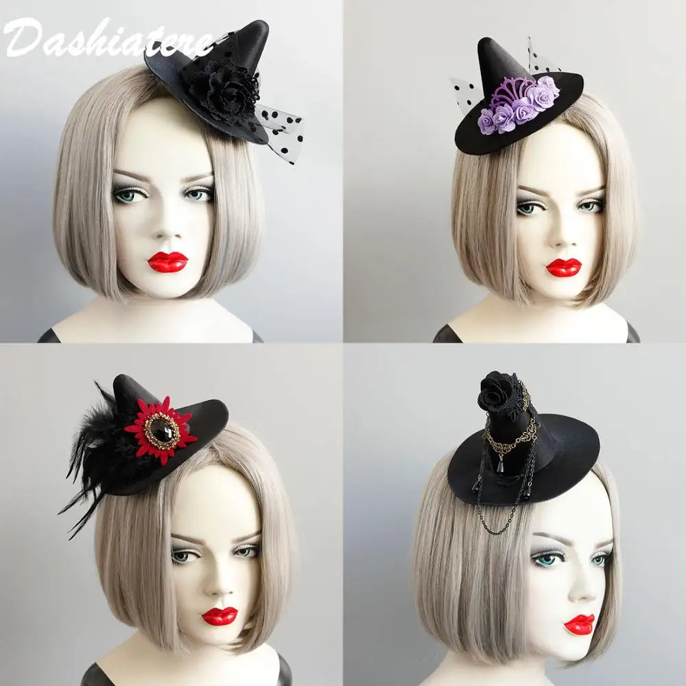 

Mini Hat Hair Clips Wizard Costume for Adults Kids Women Fascinator Witch Jewelry Halloween Party Supplies Vampire Headpiece