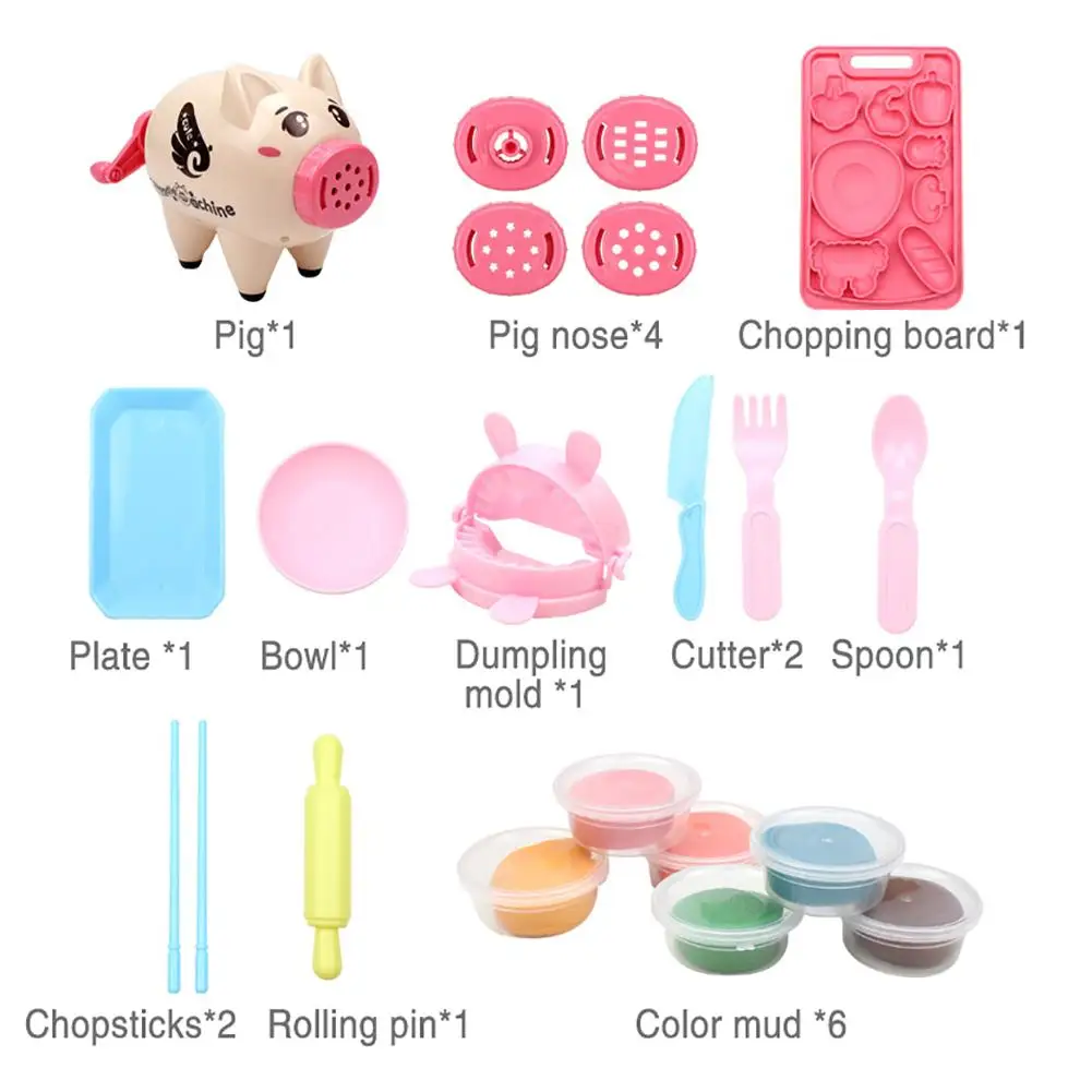 

Children's Plasticine Mold Pig Color Mud Pasta Machine Puzzle Non-toxic 3D Plasticine Tool Set Play House Clay Toy