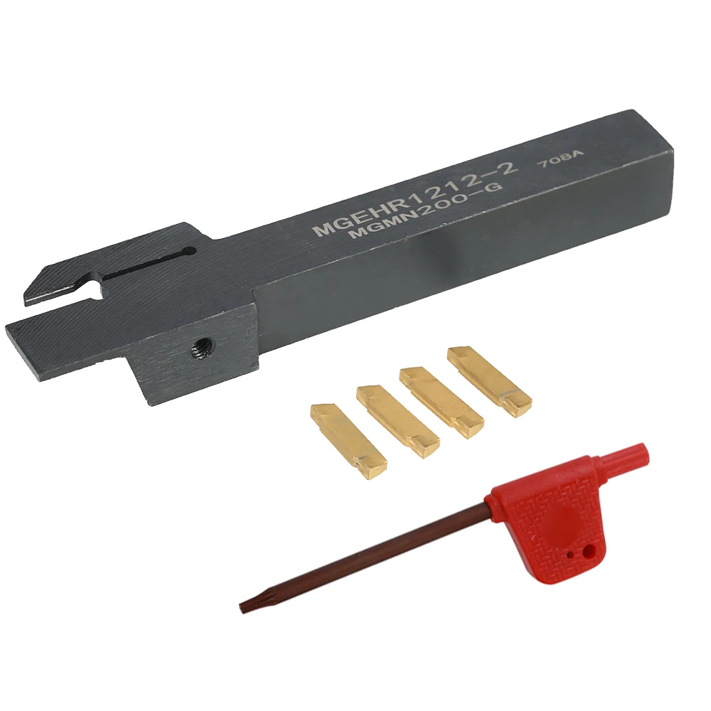 

4pcs/box MGMN200 Carbide Inserts + 12 * 100mm MGEHR1212-2 Holder + Wrench Lathe Grooving Turning Tool for CNC Machine