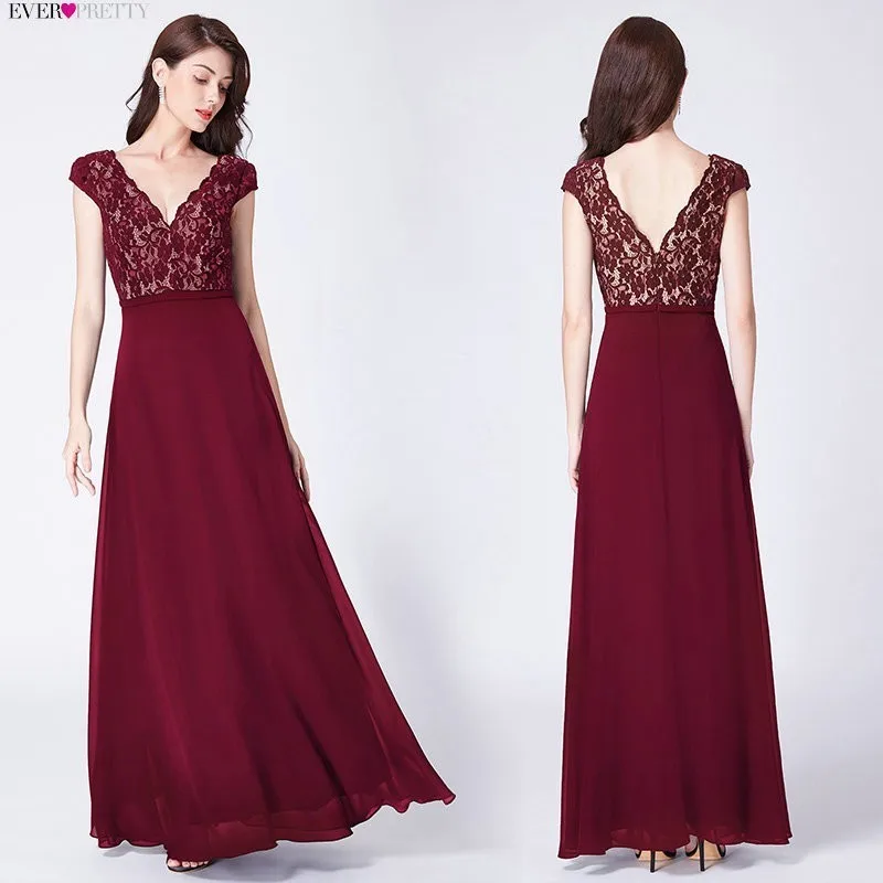 Ever Pretty Robe De Soiree длинные кружевные вечерние платья элегантные трапециевидные черные вечерние платья с v-образным вырезом и короткими рукавами EP07344BK