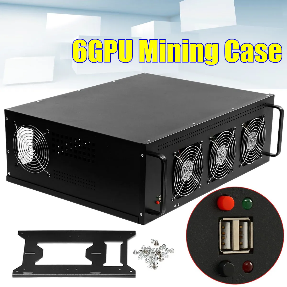 Newest 6GPU 3 Fans Mining Frame Rig Grahics Case coin miner minning case Mining Rig Case Computer For /onda D1800-BTC main board Newest 6GPU 3 Fans Mining Frame Rig Grahics Case coin miner minning case Mining Rig Case Computer For /onda D1800-BTC main board