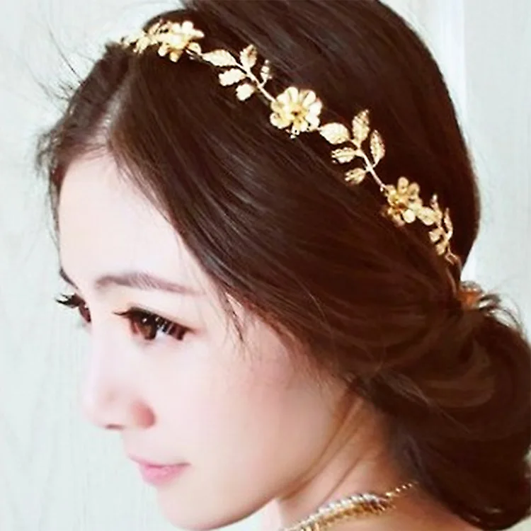 

Boho Flower Gold Leaf Headpiece for Bride Headband Tassel Women Beaded Beads Handmade Head Chain Hair Band Gift