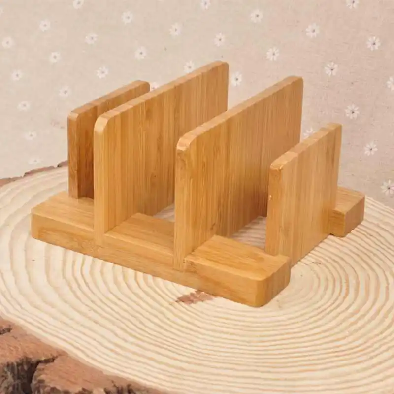 Multifunctional Durable Creative Bamboo Cutting Board Storage Rack Pot Lids Holder Kitchen Supplies Gadgets For Restaurant