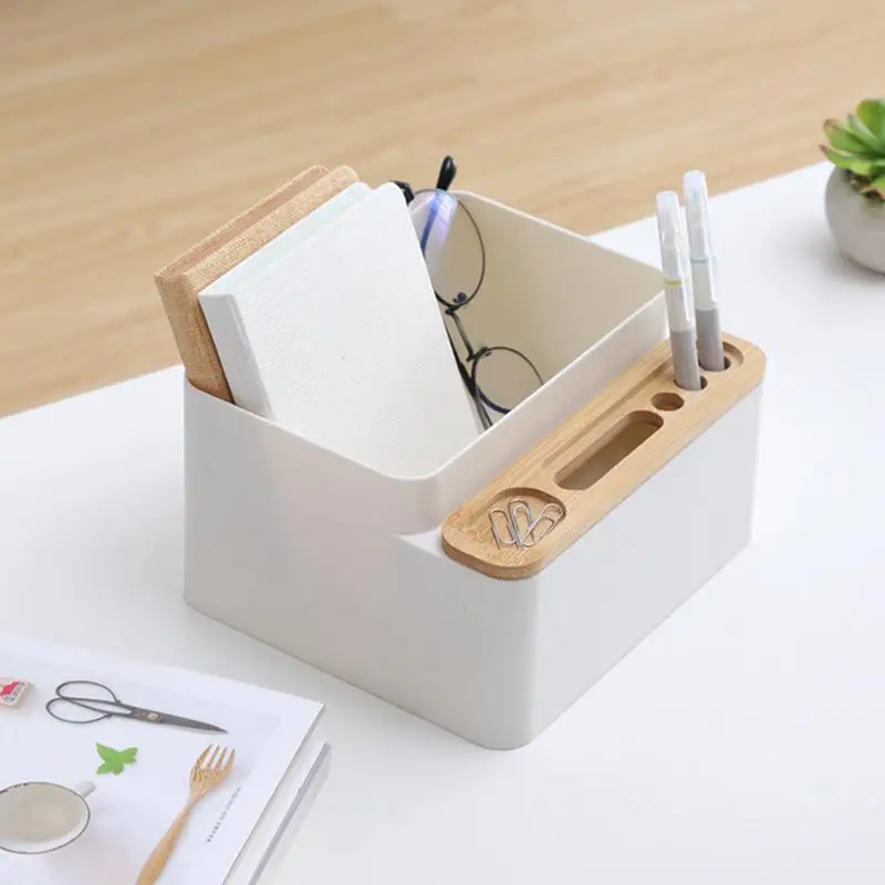 الفاخرة الخيزران ماكياج المنظم التلفزيون التحكم عن بعد حامل هاتف خلوي حامل تخزين الحلوى المنظم أدوات