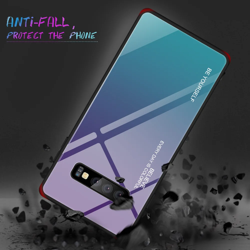 Coque For Samsung Galaxy S10 Plus S10e Shockproof Gradient Tempered Glass Case Cover For Samsung Galaxy S10 Plus S10e Fundas Coque For Samsung Galaxy S10 Plus S10e Shockproof Gradient Tempered Glass Case Cover For Samsung Galaxy S10 Plus S10e Fundas