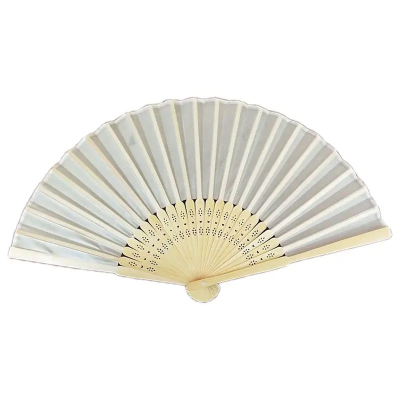  10pcs/lot Personalized 21cm wood Spun Silk Hand Fan Wedding Invitation - 33010117976