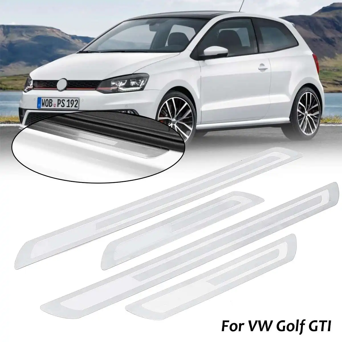 

4 Pcs Car Door Scuff Sill Plates Step Plate Protector Stainless Steel Stickers For VW Golf GTI Car Styling Trim Cover