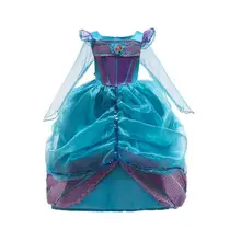 Детское платье для девочек, юбка принцессы русалки, платья принцессы для девочек с рисунком из аниме «Ариэль», юбки из пряжи, праздничный костюм для выступлений