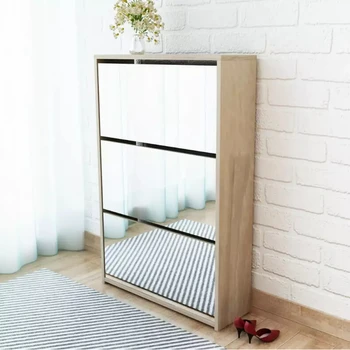 

VidaXL Shoe Cabinet 3-Layer Mirror Oak 63x17x102.5 Cm
