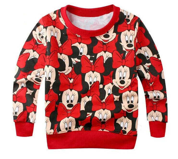 

Hot Sell Autumn Children Casual Sweater Terry Hoody Cartoon Girl T Shirt / Top Bowknot Printed Cute Baby Girls Clothes Cotton